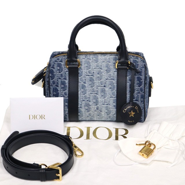 Christian Dior Groove 50 Mini Boston Bag in Denim with Gold Leather Trim HD M1364UDCE_M49E 81