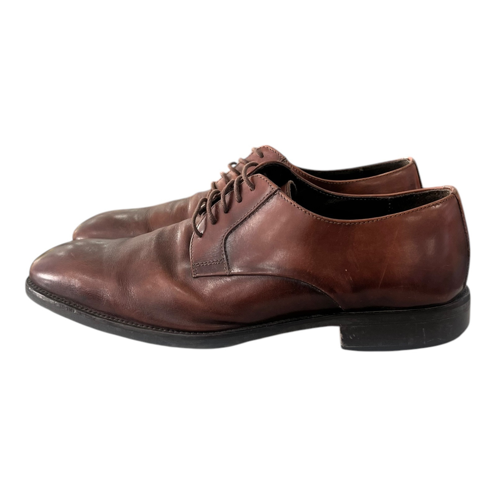 SAOLA Scarpe To Boot New York uomo taglia 9 pelle marrone brunita Derby Ivins Oxford