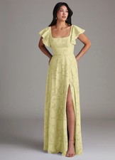 Azazie Bondi Women's A-Line Side Slit Floral Burnout Dress - No Import Fees