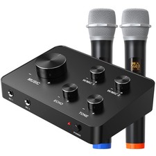 Wireless Karaoke Microphone System Dual Handheld Mics HDMI AUX Rybozen Mixer