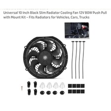 Universal 10 Inch Black Slim Radiator Cooling Fan 12V 80W with Mount Kit