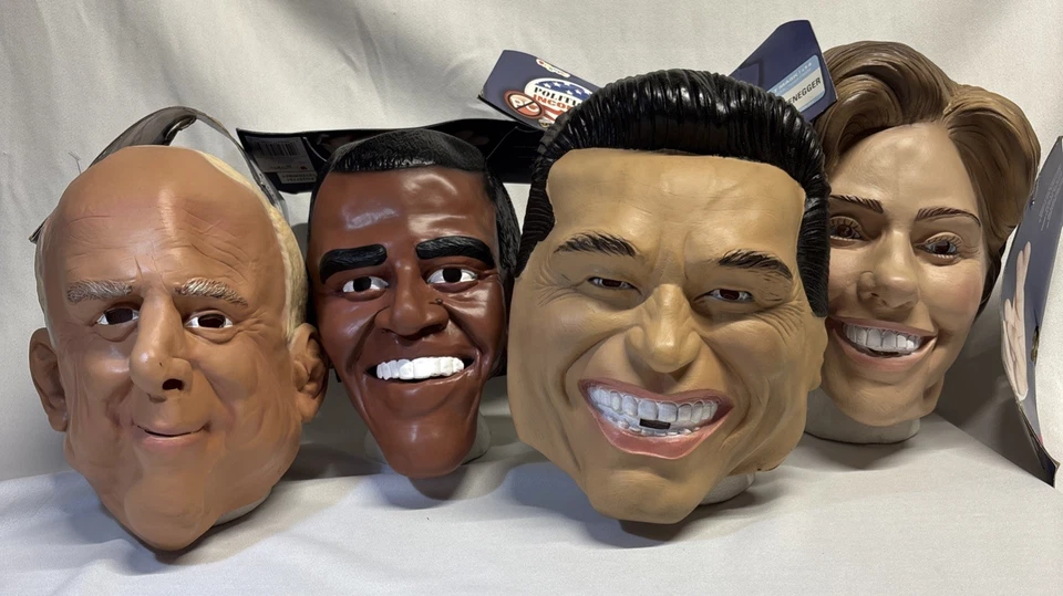 VTG Political Halloween Pull On Face Mask NOS Clinton Obama McCain Schwarzenegge - Image 3 of 4