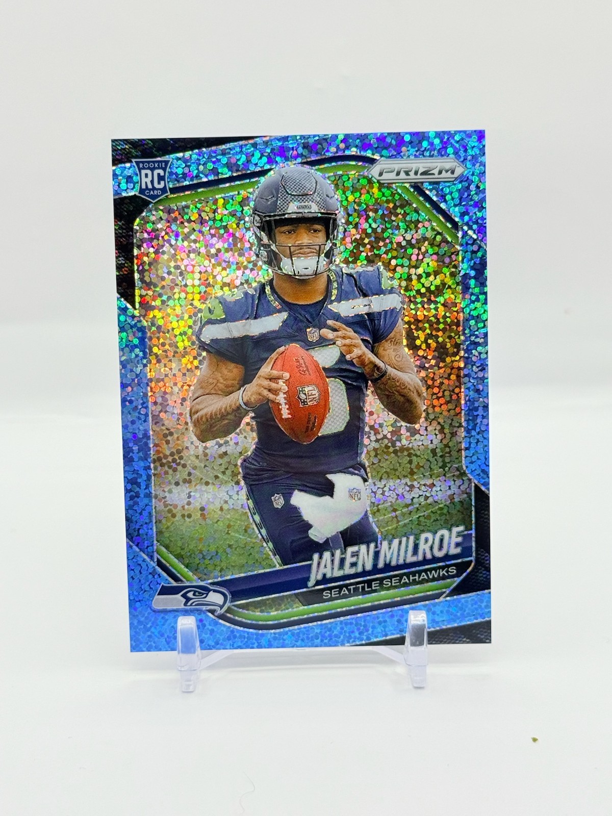 Jalen Milroe 2025 Panini Prizm Blue Sparkle Rookie /96 Seahawks Color Match #317