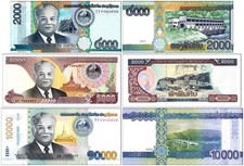 Laos 2000-10000 Kip, 3 Pieces Set, 2011-2020, P-41-41b, UNC