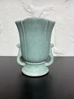 Vintage McCoy Pottery Double Handle Green Turquoise Vase Art Deco (2P)