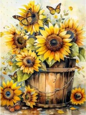 Sunflowers Diamond Art Kits for Adults-Butterflies Adult Diamond Painting Kits,S