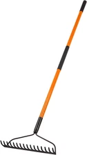 14-Tine Heavy Duty Garden Rake with 58-Inch Fiberglass Handle