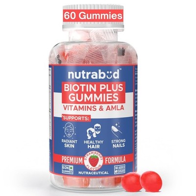 Nutrabud Biotin Hair Gummies For Healthy Hair Growth, Skin Glow & Strong Nails