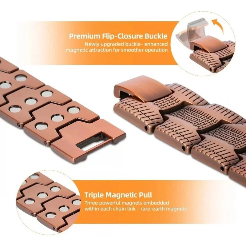 Three-Row Ultra Strength Magnetic Bracelet for Men Copper Bracelet 57 Magnet