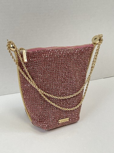 CULT GAIA Rue Embellished Drawstring Wristlet Gold Pink