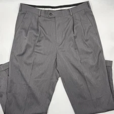 Perry Ellis Men's Portfolio Dress Pants 33/30 Gray Polyester Straight Fit Slim