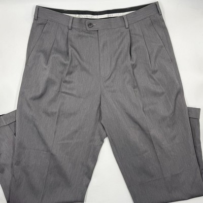 Perry Ellis Men's Portfolio Dress Pants 33/30 Gray Polyester Straight Fit Slim