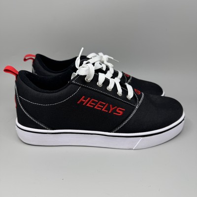Heelys Shoes Mens Size 10 Black Red Canvas Lace Up Roller Skate Sneaker 