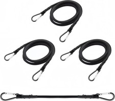 30-Inch Heavy Duty Black Bungee Cords with Carabiner Hooks - 4 Pack