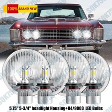 For 1963-1974 Buick Riviera 5 34 5.75 Inch Round Led Headlights Halo Drl