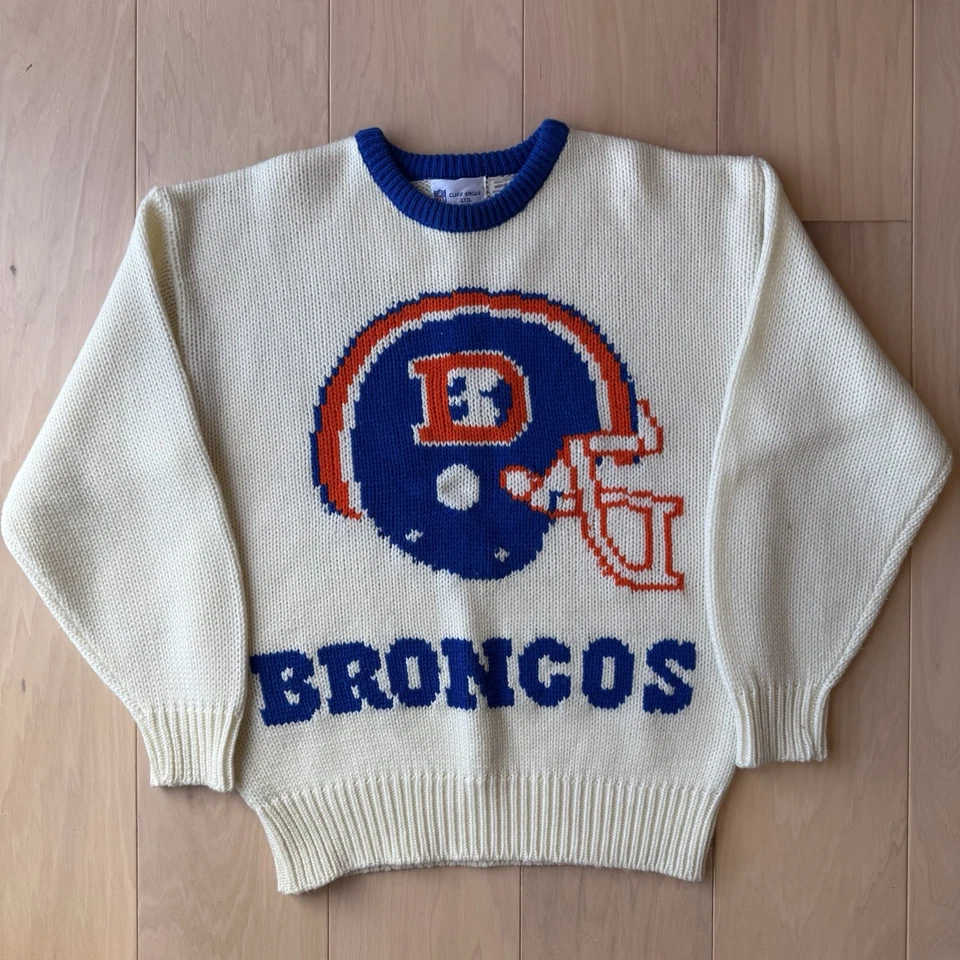Suéter De Colección Denver Broncos M Multicolor Años 80 NFL Cliff Engle Lana Acrílica Foto 2 de 4