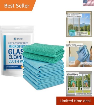 Claro 2 Step Glass Cleaning Cloth 8-Pack   Green Wet & Blue Dry Microfiber To...
