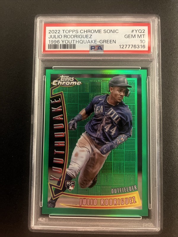 2022 Topps Chrome Sonic Julio Rodriguez 1996 Youthquake Green 8/99 PSA 10 Rookie
