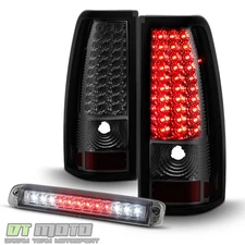 Smoke 1999-2006 GMC Sierra 1500 2500 3500 LED Tail Lights+LED 3rd Brake Lamp Set
