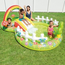 Inflatable Paddling Pool My Garden Play Center Kids Fountain Outdoor Fun Slide