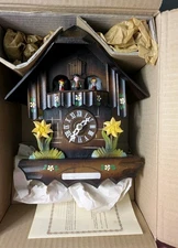 Vintage German Cuckoo Clock Genuine Wood Chalet By Linden NWT Black Forest 