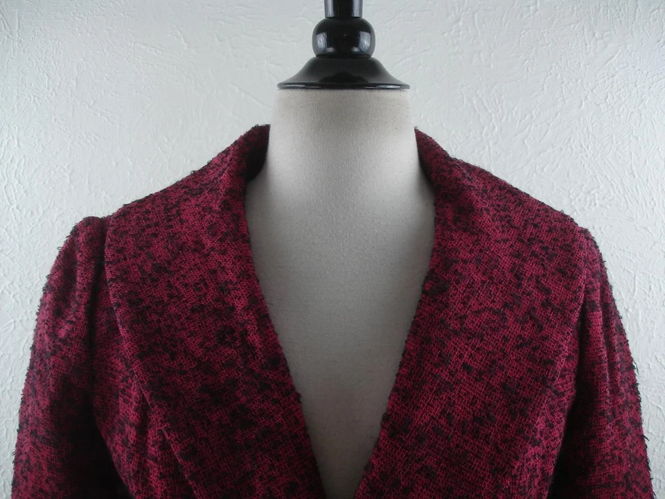 Mujer S De Colección 1920 Años 30 Rojo Negro Nubby Tweed Traje Chaqueta Blazer Abrigo Deportivo Foto 2 de 4