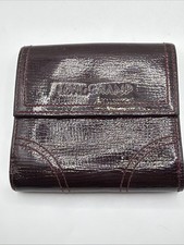 Vintage Longchamp Burgundy Leather Logo Wallet Coin Pouch Butterfly Print Detail