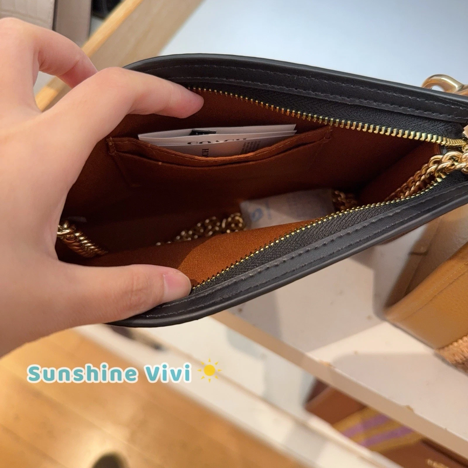 Borsa Coach Slim Croosbody nuova con etichetta in tela firmata marrone nero oro CW204