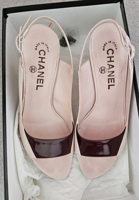 Authentic Chanel Sandals Slingbacks In Pink & Burgundy Size 36.6 - Image 1 of 4