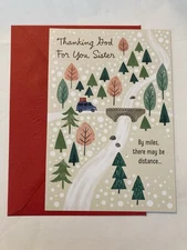 Thanking god For You, Sister Hallmark Religious Christmas Card W/ Envelope