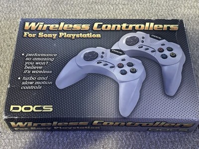 Docs Wireless Controller Pair Set for Sony PlayStation 1 W/ Box And Controllers