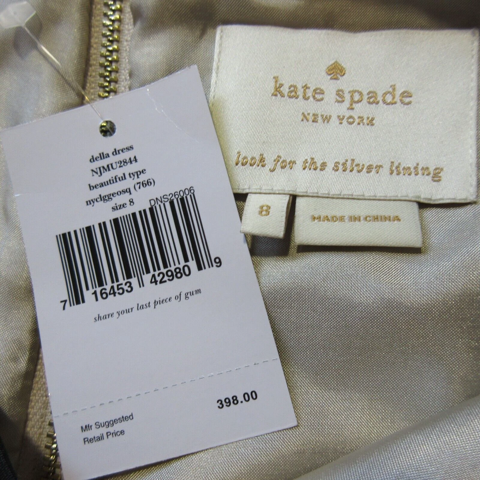 Abito nuovo con etichette Kate Spade Della Tubino in Giallo Nero Geo Quadrato Cotone Seta 8 $398