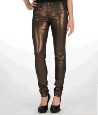 Big Star 1974 Black Gold Metallic Envy Cigarette Nemisis Skinny Jeans Size 27x30