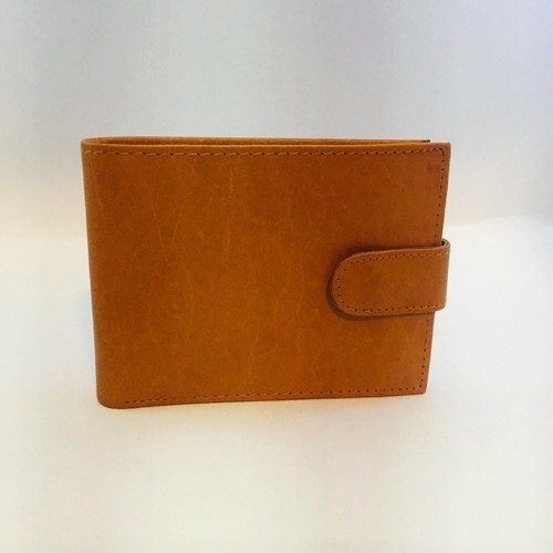 Men's Genuine Leather Bi-Fold Wallet Hook & loop Fastener Beige Color Billetera - Picture 4 of 4