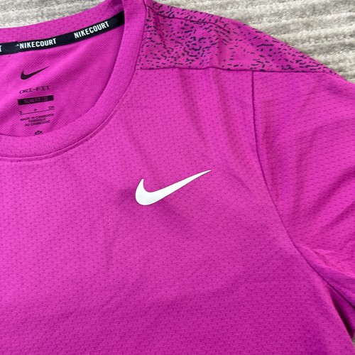 Nike Court Shirt Mens Small Purple Fuschia Tennis Training Casual Slam - Picture 4 of 10