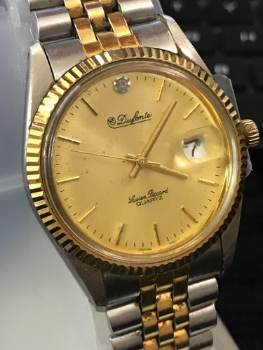 DUFONTE LUCIEN PICCARD 36mm 2 Tone PRESIDENT QUARTZ MEN'S WATCH, Run (Lot2457) - Picture 3 of 11