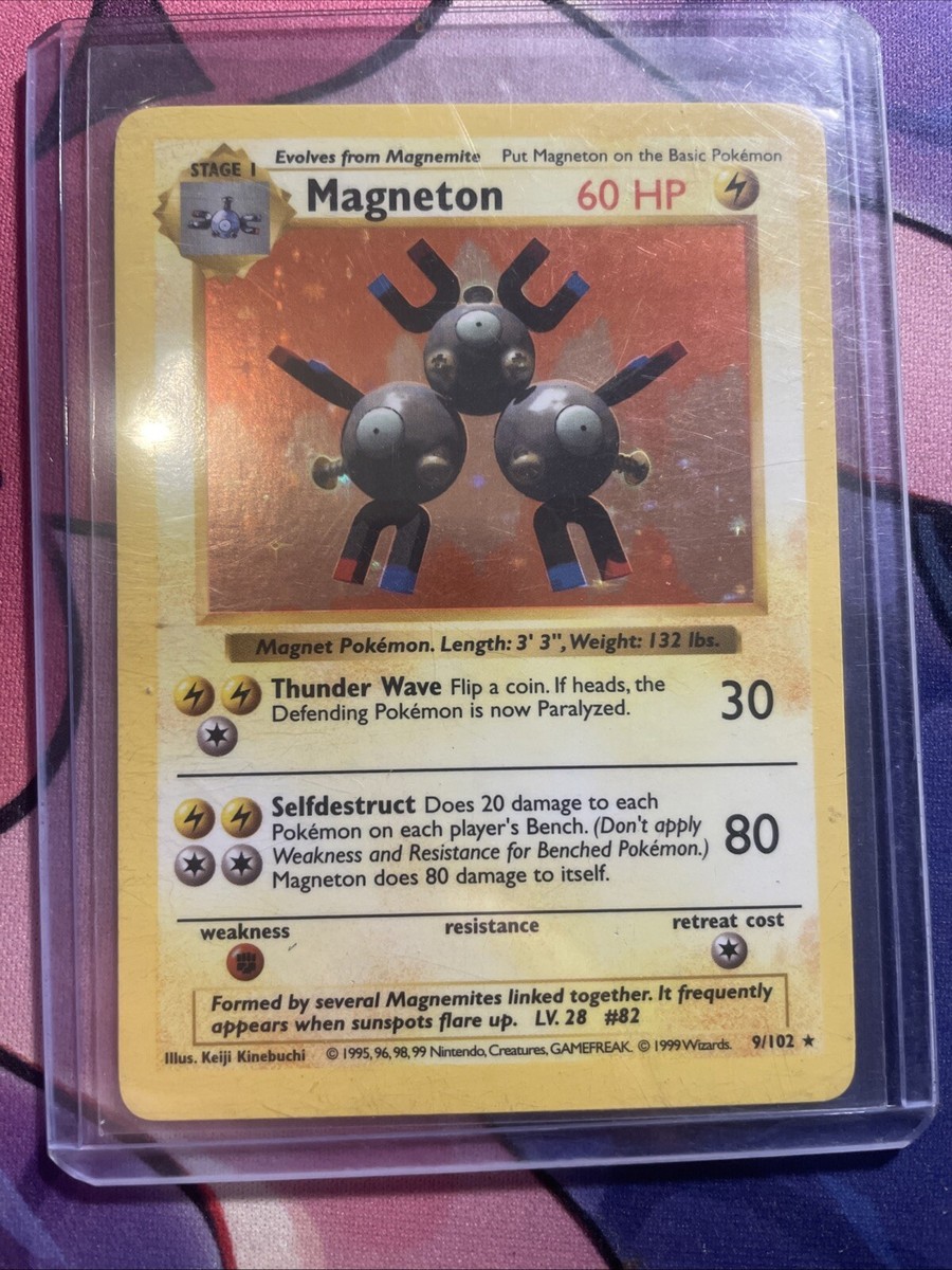 Magneton 9/102 Base Set Shadowless Holo Rare Unl Pokemon Card