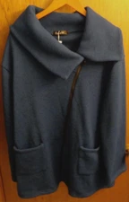 FEE ET RIT Asymmetrical Zip Oversized Collar Sweater Jacket Fleece Women 16 54"