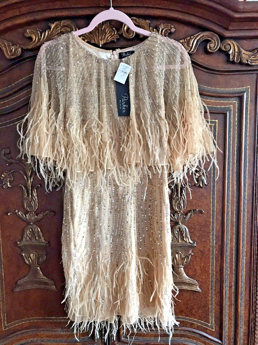 parker gold sequin dress Parker Women's Mini Dress Sequin Glittery Gold Racer Back Sleeveless Medium