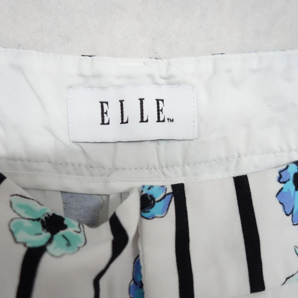 Женские шорты Elle с 12 белыми косыми карманами в цветочную и черную полоску хлопок эластичные - Изображение 4 из 4