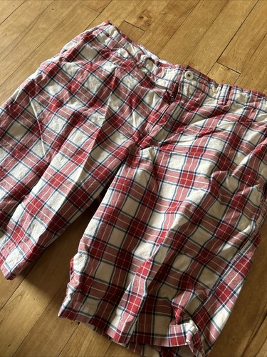 Banana Republic Classic Fit Shorts Mens Size 36 Tartan Plaid red/white - Picture 2 of 7