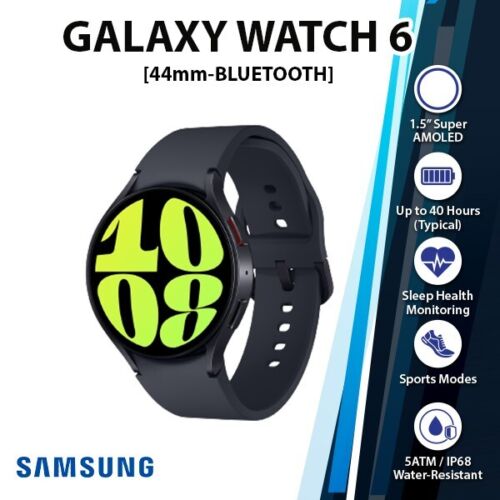 (44mm)NEW Samsung Galaxy Watch6 Bluetooth IP68 Android Smartwatch R940- GRAPHITE - Picture 1 of 7