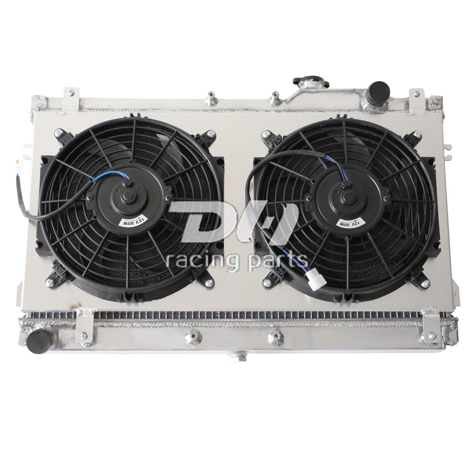 Radiador de aluminio de 3 filas + cubierta + ventilador de 2 * 12"" para Mazda Miata MX5 MT CC1140 1990-1997 Foto 4 de 4
