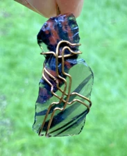 Tri Flow (mahogany & black) Obsidian Wire Wrapped Gem Crystal Jewelry Pendant