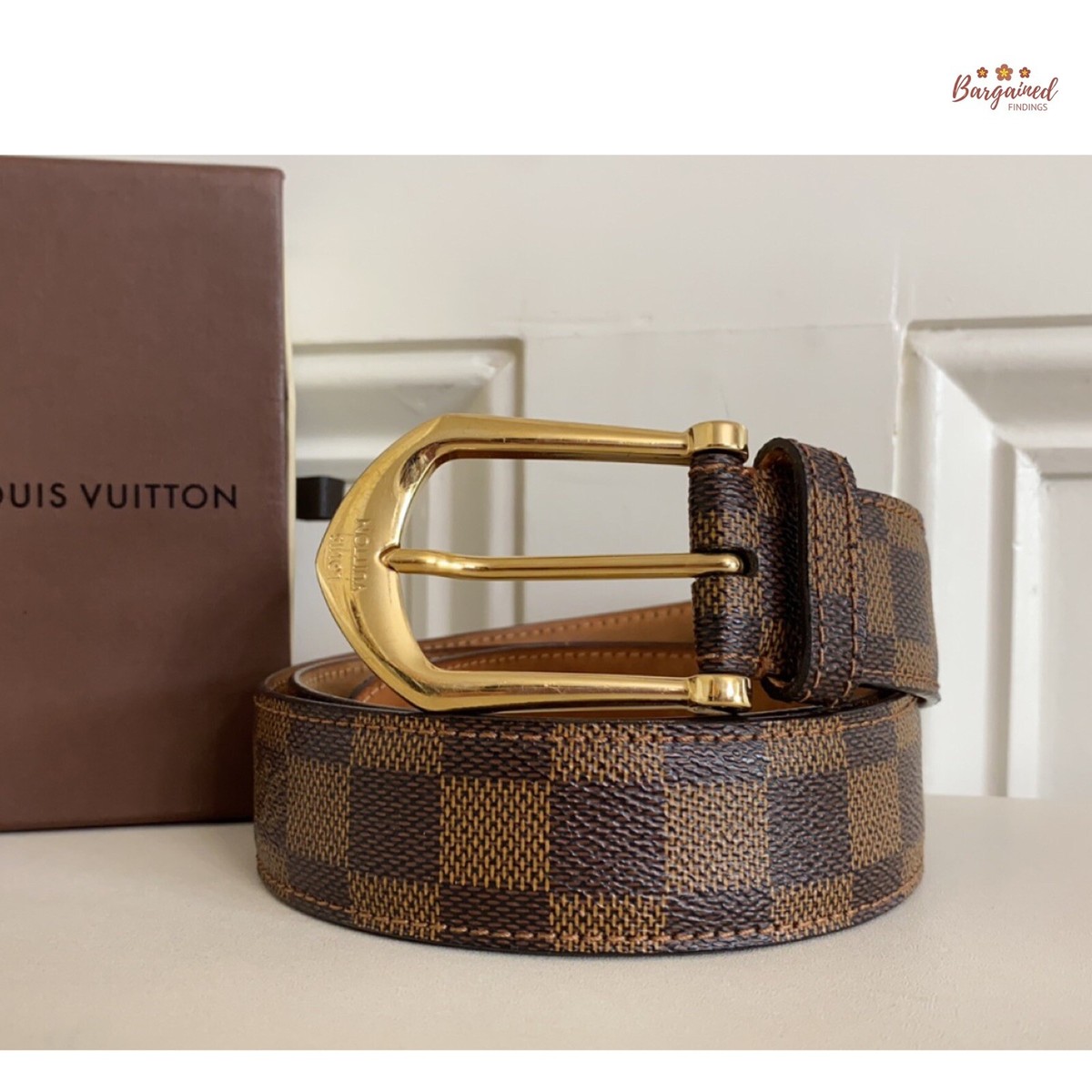 LOUIS VUITTON ブラウンベルト箱付き 90/36 LOUIS VUITTON LV Calfskin Belt 90/36 Brown 1543646