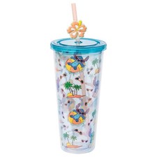 Lilo and Stitch 24oz Cold Cup with Lid and Straw Ocean Palm Toss Design