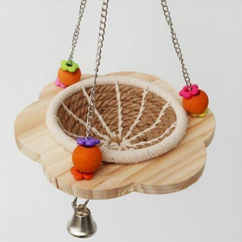 Handmade Bird Swing Toy and Cotton Rope Nesting Basket Nest with Wooden Platform - Picture 1 of 5