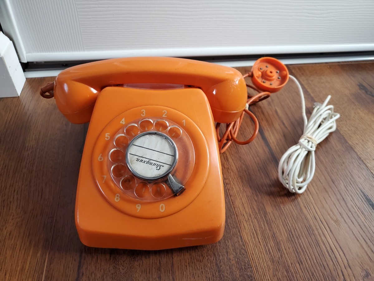 Vintage Orange Dial Desk Phone Bell Rotary Telephone - Untested