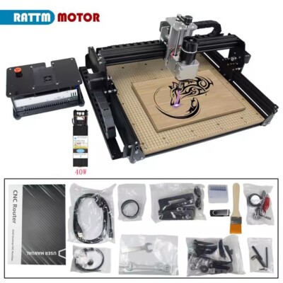 500W CNC 4540 Laser Cutter Engraving Machine + 40W Laser Module + Controller