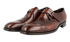 PRADA Cap Toe Monk Strap Dress Shoes - Leather Sole Brown NEW -  US 10 EU 43